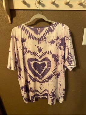 Purple Tie-Dye Heart Short Sleeve Blouse